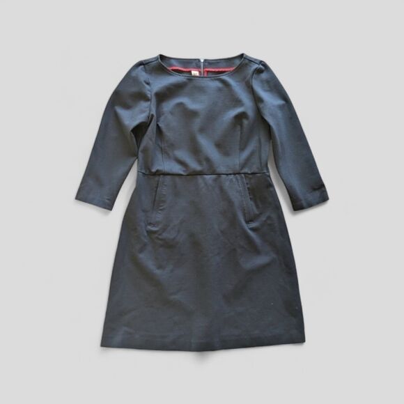 Spanx Perfect Fit Black 3/4 Sleeve A-Line Stretch Ponte Smoothing Dress Size L - Picture 5 of 15